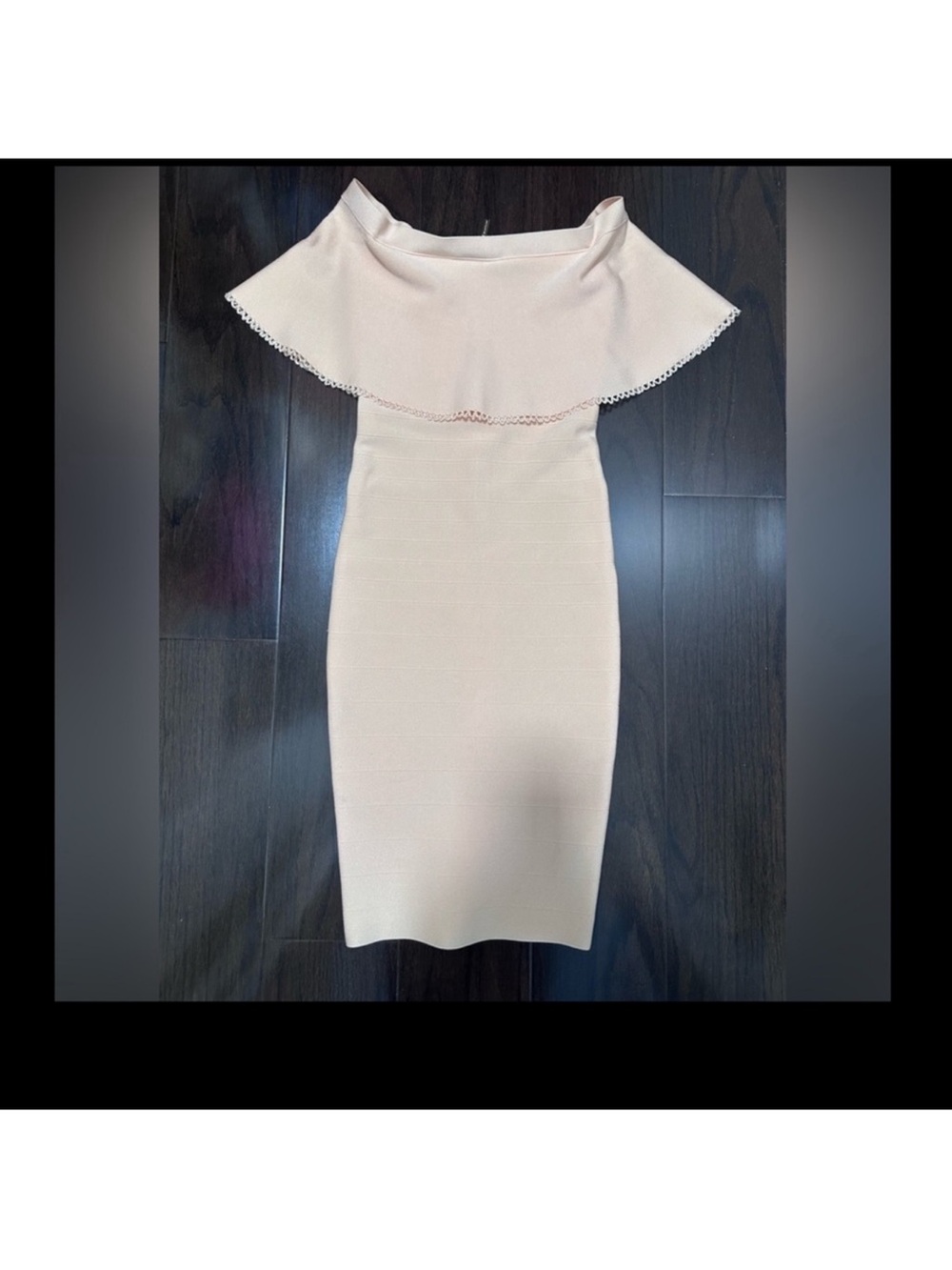 Marciano One-Shoulder Cream Ruffle Bodycon Dress